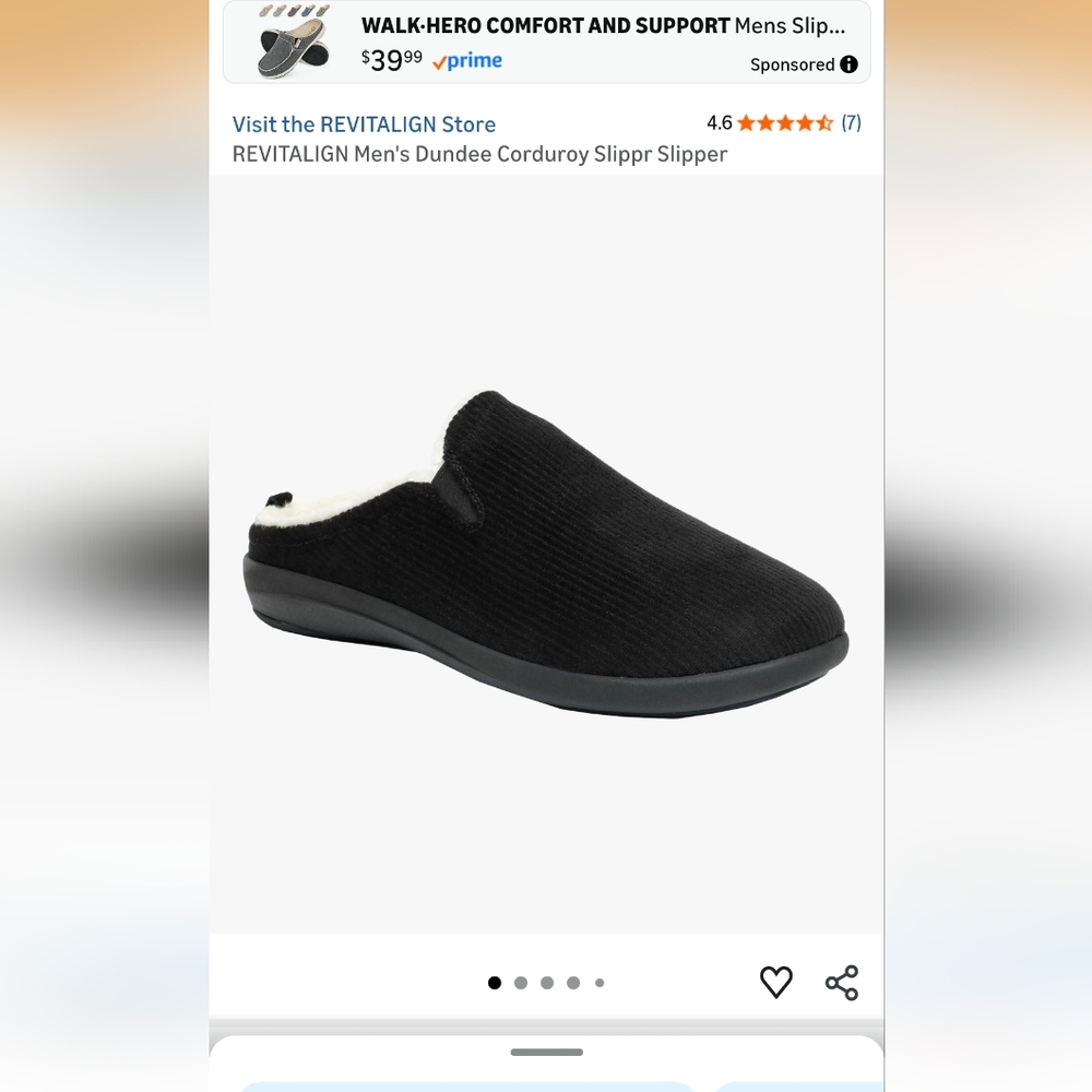 REVITALIGN Men's Black Corduroy Slip-On